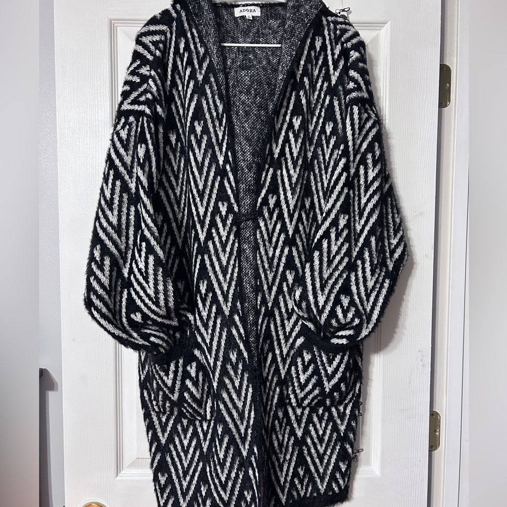 ADORA chevron patterned hooded cardigan